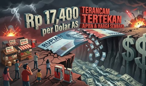 Ilustrasi nilai tukar rupiah terhadap dolar AS. Pelemahan rupiah hingga menyentuh Rp17.400 per dolar.
